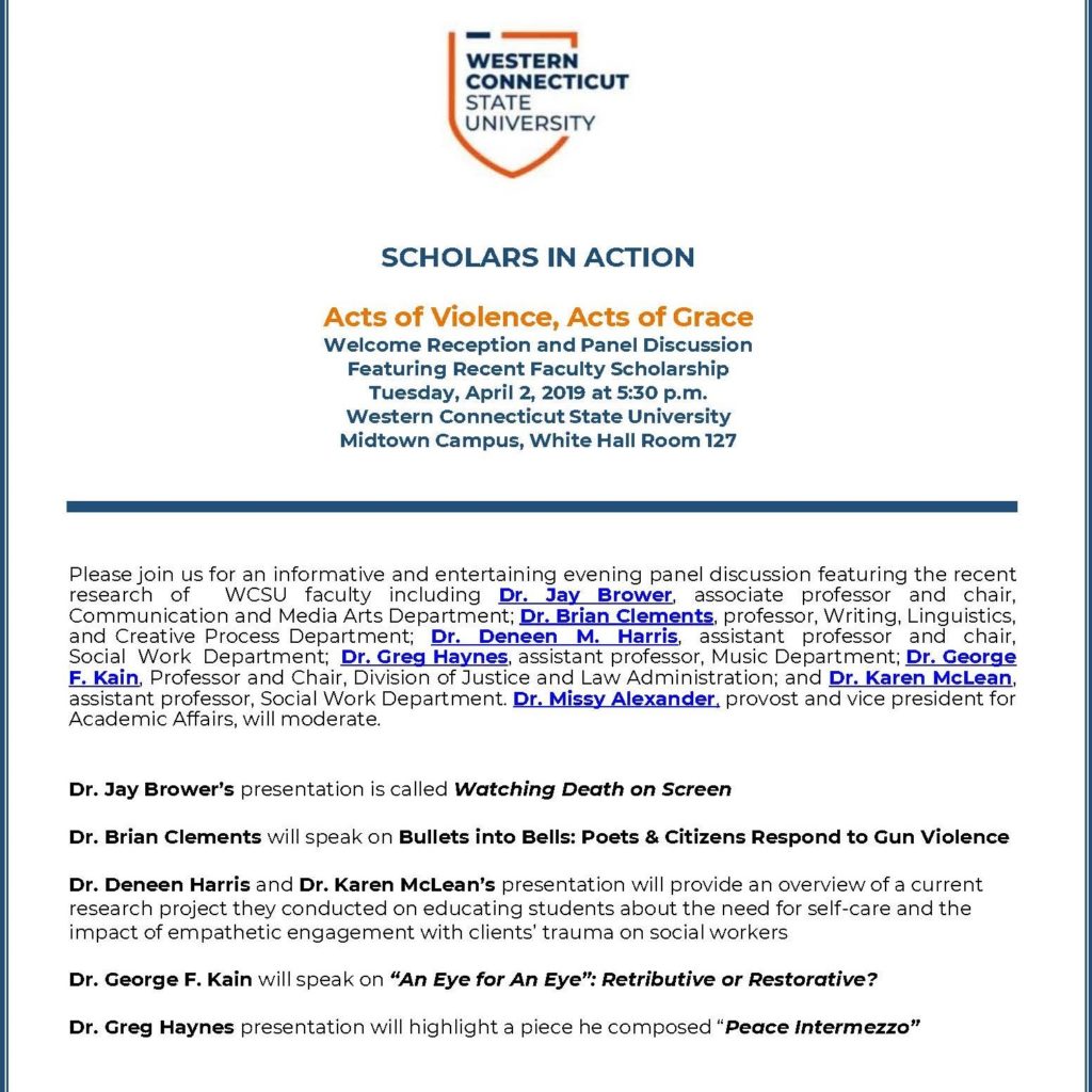 Scholars in Action Flier: Acts of Violence, Acts of Grace