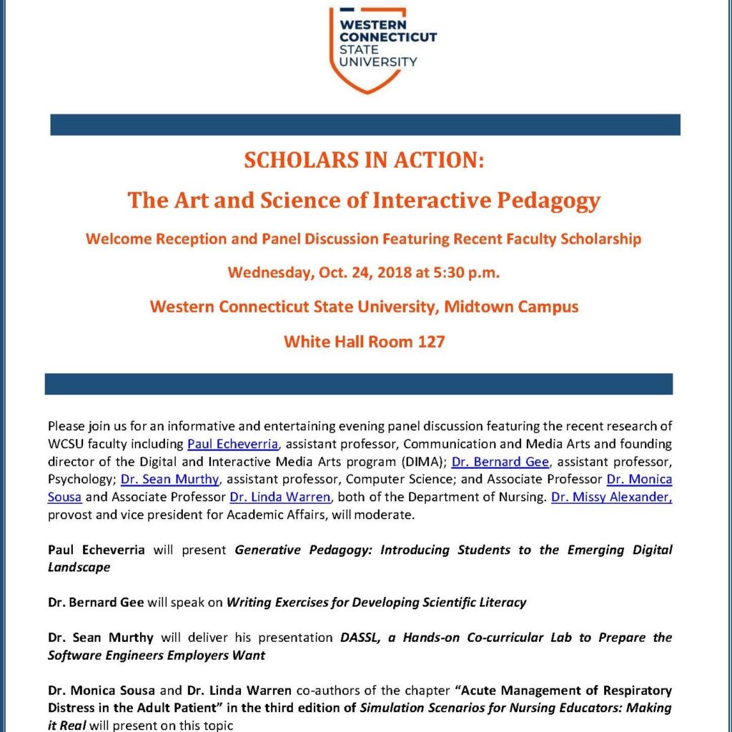 Scholars in Action flier: The Art and Science of Interactive Pedagogy