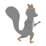 Citation Machine icon featuring a grey squirrel running like a human with a yellow headband and yelloe shoes