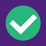 Magoosh GRE Vocabulary Flashcards icon featuring a green circle with a checkmark inside it in front of a purple backdrop
