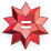Wolfram alpha icon featuring a red star on top of another red star with a white eaquals sign on top of both.