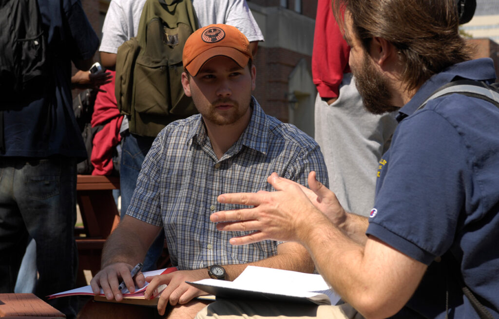 outdoor students talking