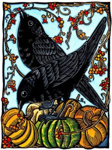 Wisnewski-Crows and Bittersweet 5.75×7.75 hand-colored print Andrea Wisnewski