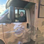 Karina Sorensen driving Art Bus