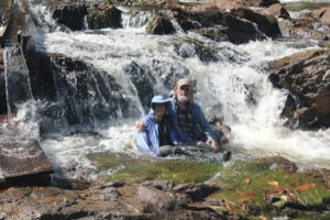 Me and Paula (my spouse) cooling off in the Calipohi River, a tributary of the Madeira River.