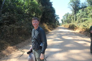 Jason Linn (WCSU undergrad) along a road passing through the jungle in Mato Gross, Brazil.