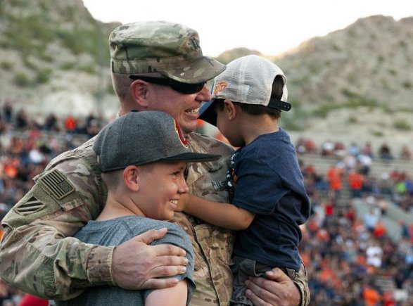 Soldier with family