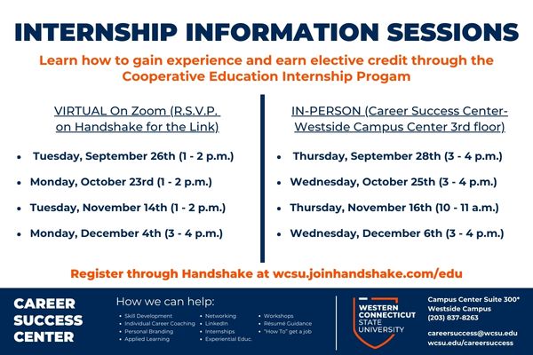 Career Success Internship Workshops flyer