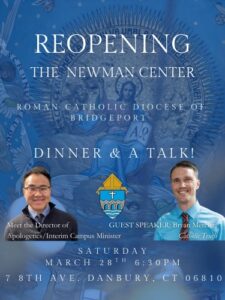 Newman Center Reopening flyer