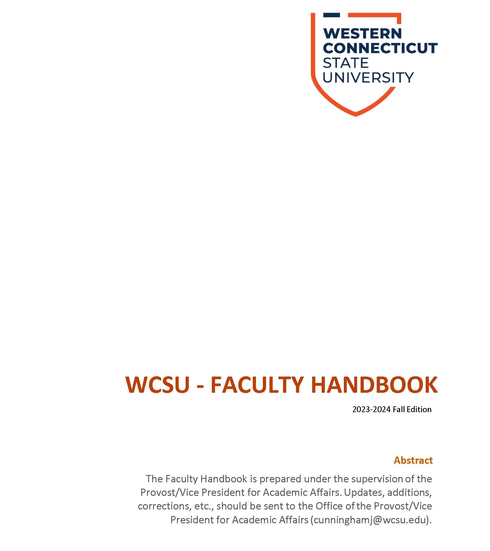 Faculty Handbook 20232024 Fall Edition [PDF] WCSU Faculty Handbook