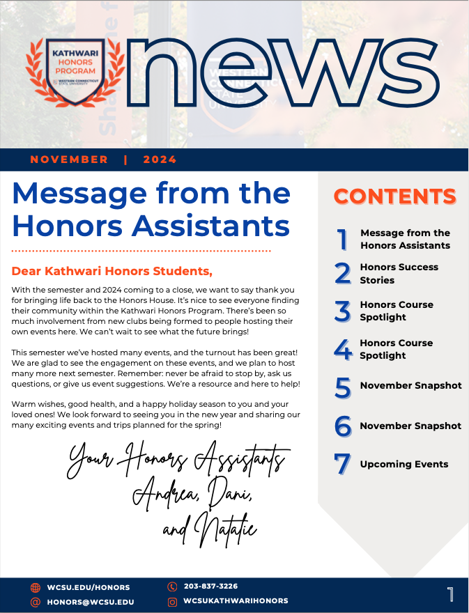 WCSU Honors November 2024 Newsletter