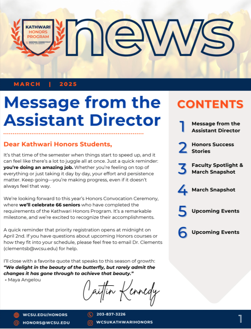 WCSU Honors March Newsletter