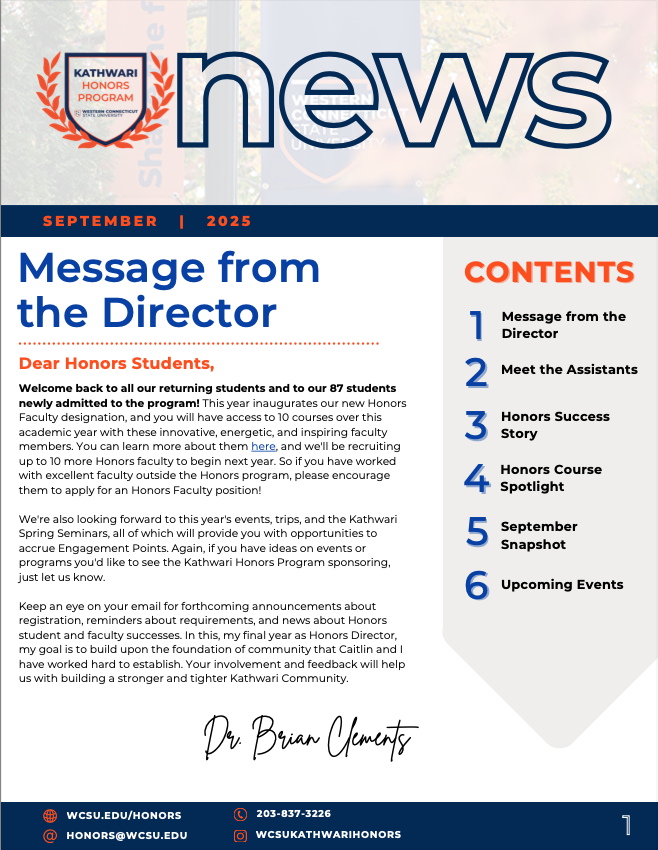 WCSU Honors September Newsletter