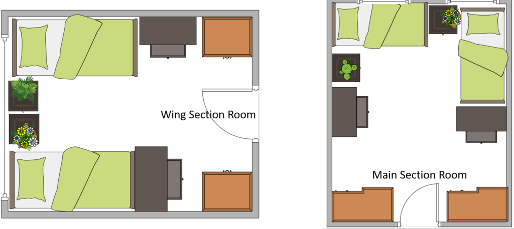 Wing and Main section room plots