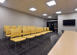 image of a media arts classroom in Higgins Hall