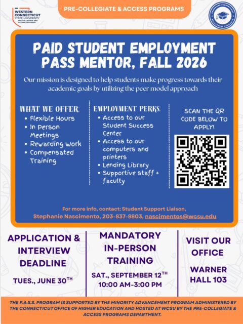 Need a job that looks good on your resume AND fits your schedule? 👀

Join the PASS Mentor team this Fall 2026 💙
Get paid, help students, and be part of something meaningful.

⏰ Flexible hours
📚 Great experience
💼 Paid training

Don’t miss the deadline: June 30th!
#WCSU #CampusLife #StudentEmployment