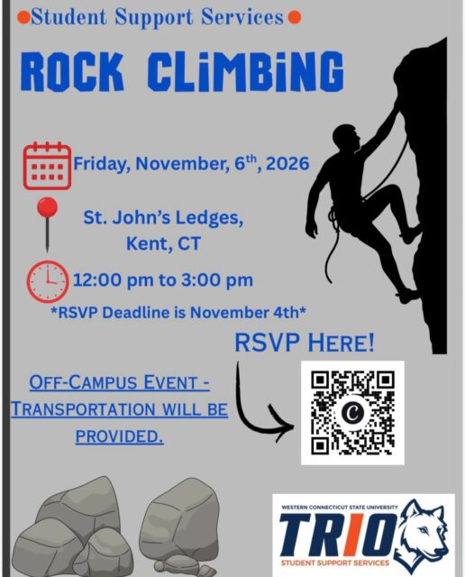 🚨 IMPORTANT DATE CHANGE! 🧗‍♂️

Our SSS Rock Climbing event has been rescheduled!

📅 NEW DATE: Friday, November 6th, 2026

⏰ RSVP DEADLINE: November 4th!

Don’t miss out! Scan the QR code on the flyer to secure your spot! 🪨⛰️