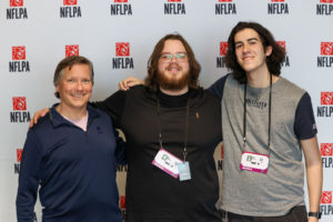 (l-r): NFL Players Inc. President Steve Scebelo with WCSU students Evan Walker and Patrick Frenette at the NFLPA House in Arizona during Super Bowl LVII week.