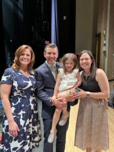 (l-r): Dr. Kristy Zaleta, Brian Betesh and his family at the Danbury Teacher of the Year awards ceremony.