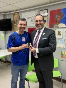 Danbury Mayor Roberto Alves returned the favor by visiting Brian Betesh in Room 207, the classroom they shared as children at Rogers Park Middle School.