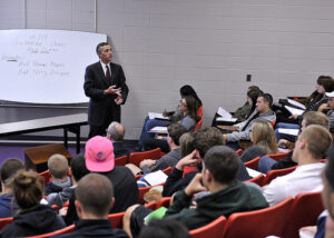 Terrence P. Dwyer in a WCSU classroom.