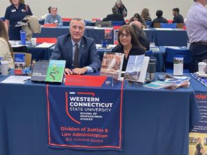 Terrence P. Dwyer representing the Division of Justice and Law Administration at WCSU's Open House.