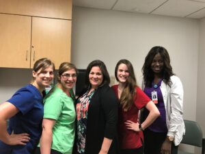 Elizabeth Melita (second from left) with Praxair Cancer Center Staff.