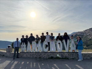 Dr. Theodora Pinou (far right) with her students in Arachova, Greece.