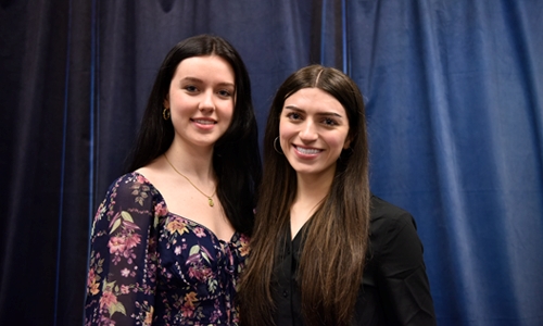 (l-r): 2026 Barnard Distinguished Student Award winners Hannah Alexander and Gianna Fanelli