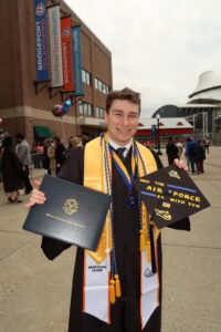Michael Azzi at his 2024 WestConn Commencement.