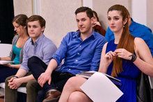 several students at an audition for a part in one of the school plays