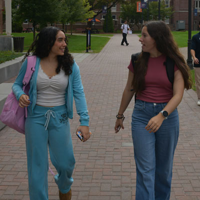 Students walking on the quad