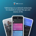 TalkCampus flyer showing cell phones