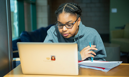 wcsu student on a laptop