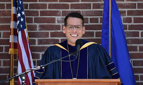 Photo of President Bernal Addressing Students at the Gates Ceremony